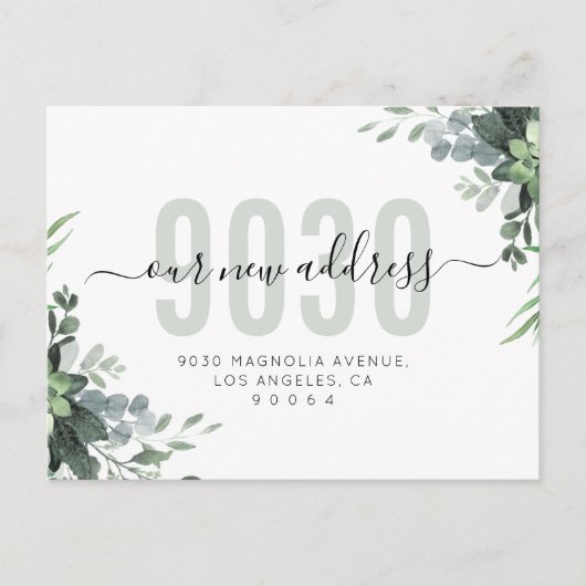 Carte Postale Faire-part Script de verdure Notre nouvelle adresse Nous avon (Devant)