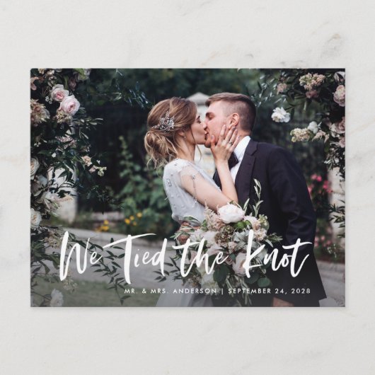 Carte Postale Faire-part Script Décontracté et photo chic | Mariage (Devant)