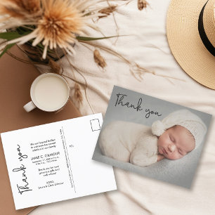 Carte Postale Faire-part Script d'écriture manuscrite pour photo de bébé Na