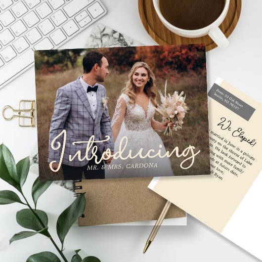 Carte Postale Faire-part Script d'introduction de fugue photo de mariage