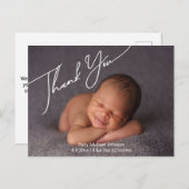 Carte Postale Faire-part script élégant merci photo nouveau-né naissance