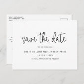 Carte Postale Faire-part Script élégant moderne Mariage simple Enregistrer (Devant / Derrière)