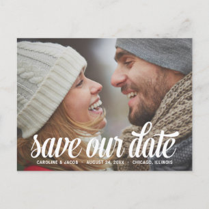 Carte Postale Faire-part Script en gras Photo Enregistrer la date