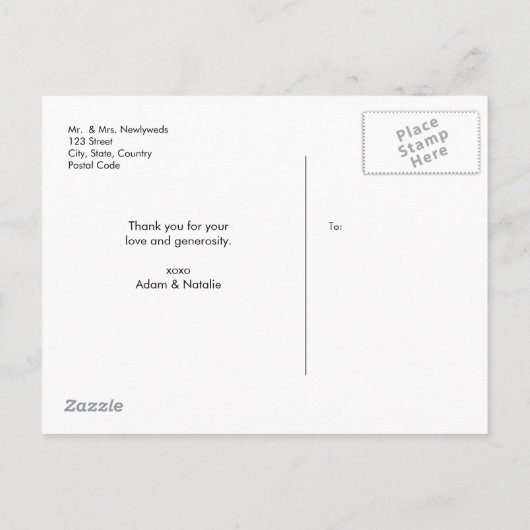 Carte Postale Faire-part Script espagnol moderne de remerciement avec photo (Dos)