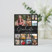 Carte Postale Faire-part Script Graduate 14 Photo Collage noir Graduation (Debout devant)