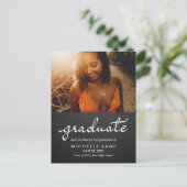 Carte Postale Faire-part Script Graduate Chalkboard Enregistrer La Photo Da (Debout devant)