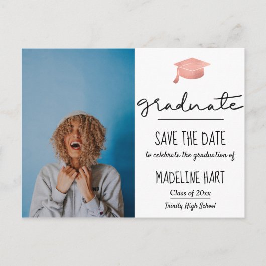 Carte Postale Faire-part Script Graduate minimal | Enregistrer la photo de  (Devant)