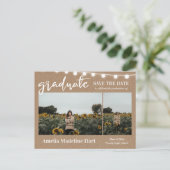 Carte Postale Faire-part Script Graduate Rustic Kraft Papier Enregistrer La (Debout devant)