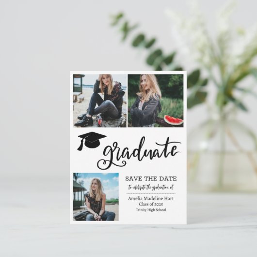 Carte Postale Faire-part Script Graduate Simple Enregistrer La Date Photo C (Debout devant)