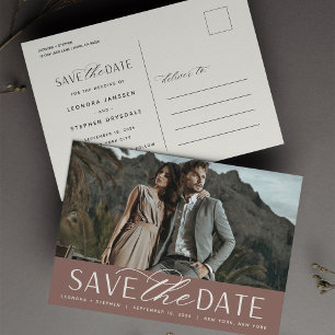 Carte Postale Faire-part Script lisse   Mariage photo Enregistrer la date