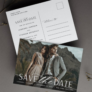Carte Postale Faire-part Script lisse   Mariage photo Enregistrer la date