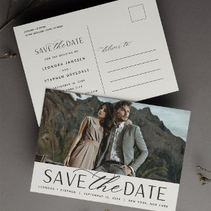 Carte Postale Faire-part Script lisse   Mariage photo Enregistrer la date