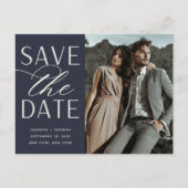 Carte Postale Faire-part Script lisse | Mariage photo Enregistrer la date (Devant)