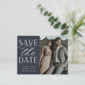 Carte Postale Faire-part Script lisse | Mariage photo Enregistrer la date (Debout devant)
