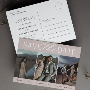 Carte Postale Faire-part Script lisse Trois mariage photo Enregistrer la