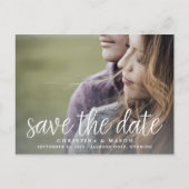Carte Postale Faire-part Script manuscrit | Photo Enregistrer la date (Devant)
