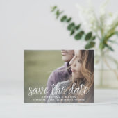 Carte Postale Faire-part Script manuscrit | Photo Enregistrer la date (Debout devant)