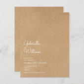 Carte Postale Faire-part Script minimal Rustic Kraft Enregistrer la date (Devant / Derrière)