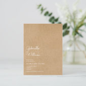 Carte Postale Faire-part Script minimal Rustic Kraft Enregistrer la date (Debout devant)