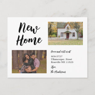 Carte Postale Faire-part Script minimaliste Deux photos Nouvelle maison dém