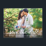 Carte Postale Faire-part Script Moderne Couple Photo Enregistrer La Date W<br><div class="desc">Carte Postale Fiançailles Date Enregistrer Photo Couple Script Moderne Enregistrer</div>