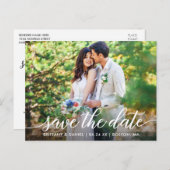 Carte Postale Faire-part Script Moderne Couple Photo Enregistrer La Date W (Devant / Derrière)