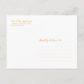 Carte Postale Faire-part Script moderne mariage blanc et or Enregistrer la  (Dos)