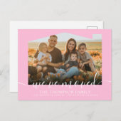 Carte Postale Faire-part Script moderne Pastel Rose Nous avons déplacé Phot (Devant / Derrière)