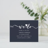 Carte Postale Faire-part Script Navy Heart We Do Save the Date (Debout devant)