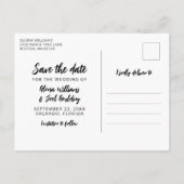 Carte Postale Faire-part Script noir 4 Photos Mariage Enregistrer notre dat (Dos)