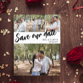 Carte Postale Faire-part Script noir 4 Photos Mariage Enregistrer notre dat