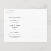 Carte Postale Faire-part Script or simple Enregistrer le Mariage photo date (Dos)