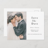 Carte Postale Faire-part Script Photo Enregistrer la Date (Devant / Derrière)