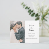 Carte Postale Faire-part Script Photo Enregistrer la date Code QR (Debout devant)