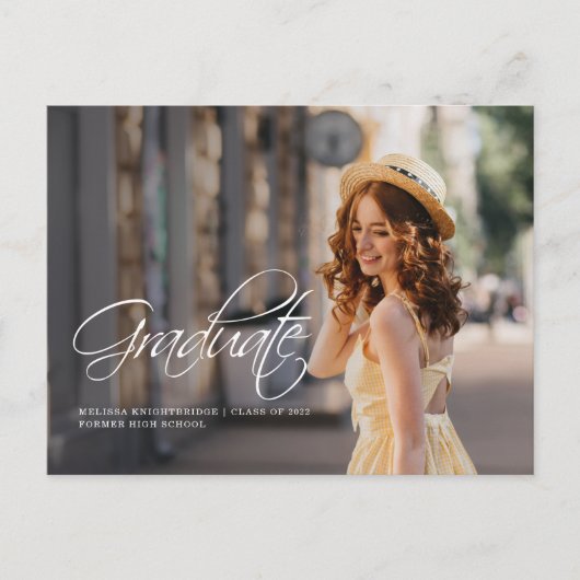 Carte Postale Faire-part Script Photo Grad Class of 2022 Graduation (Devant)