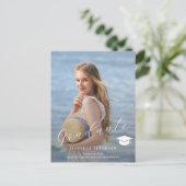 Carte Postale Faire-part Script photo simple diplôme de l'école secondaire (Debout devant)