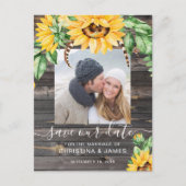 Carte Postale Faire-part Script photo tournesol rustique Enregistrer la dat (Devant)
