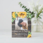 Carte Postale Faire-part Script photo tournesol rustique Enregistrer la dat (Debout devant)