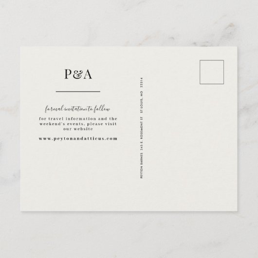 Carte Postale Faire-part Script Police Paysage Photo Enregistrer la date Ca (Dos)