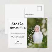 Carte Postale Faire-part Script Réalisé en Quarantaine Nouveau-né Élégant S (Devant / Derrière)