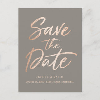 Carte Postale Faire-part Script rose Gold Faux Foil