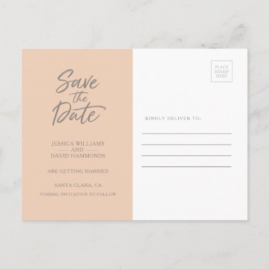 Carte Postale Faire-part Script rose Gold Faux Foil (Dos)