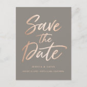 Carte Postale Faire-part Script rose Gold Faux Foil (Devant)