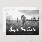 Carte Postale Faire-part Script rustique mariage photo Enregistrer la date  (Devant / Derrière)