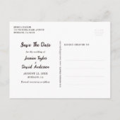 Carte Postale Faire-part Script rustique mariage photo Enregistrer la date  (Dos)