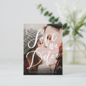 Carte Postale Faire-part Script Save the Date Modern Simple Photo (Debout devant)
