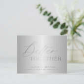Carte Postale Faire-part Script Silver mieux ensemble mariage date de sauve (Debout devant)