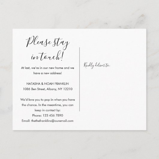 Carte Postale Faire-part Script simple Nous avons déplacé une nouvelle adre (Dos)