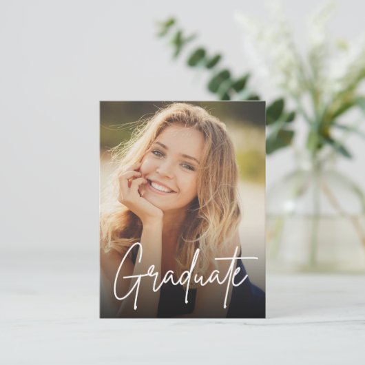 Carte Postale Faire-part Script tendance Graduate Custom Photo Lycée (Debout devant)