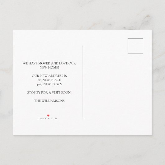 Carte Postale Faire-part Script Whimsical Famille Photo New Home Moving (Dos)